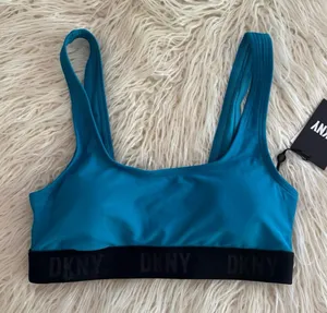DKNY Scoop Neck Logo Bikini Swim Top Blue Size Medium thumbnail 1