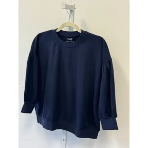Velvet by Graham & Spencer VLVT Navy Blue Puff‎ Sleeve Cotton Sweatshirt Small thumbnail 3