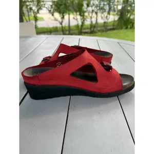 Mephisto Red Leather Nubuck Wedge Slide Sandals Shoes Womens Size EU 38 US 7 thumbnail 6