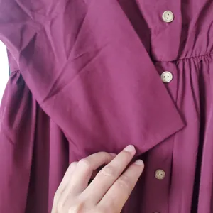 Maternity Coolmee burgundy button down dress size Large New never worn b… thumbnail 4