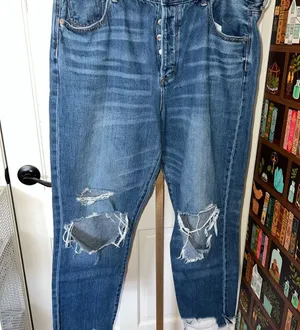 American Eagle Hi-Rise Girlfriend Distressed Jeans size 16 thumbnail 1