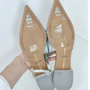 NEW Dolce Vita Pamla Sling Back Metallic Leather Flats Shoes Silver US 8.5 thumbnail 13