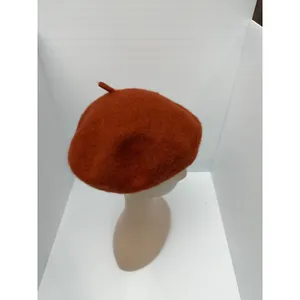 Women’s Rust Orange Wool Felt Beret Hat French Parisian Vintage Style Unbranded thumbnail 6