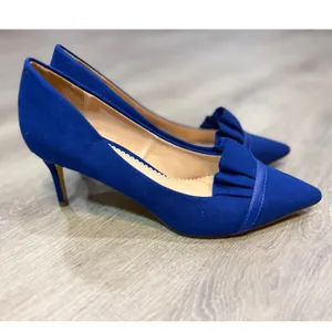 Journee Collection Marek Blue Faux Suede Ruffle Pointed Toe Pumps Size 7.5 thumbnail 5