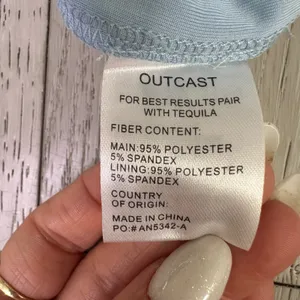 Outcast vacation beachy long sleeve sheer sexy crop mesh‎ blue patterned top L thumbnail 5