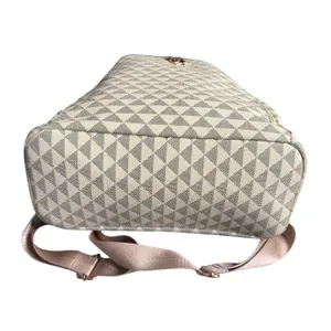 Geometric Print Convertible Backpack Bag Travel Tote Cream Taupe thumbnail 8