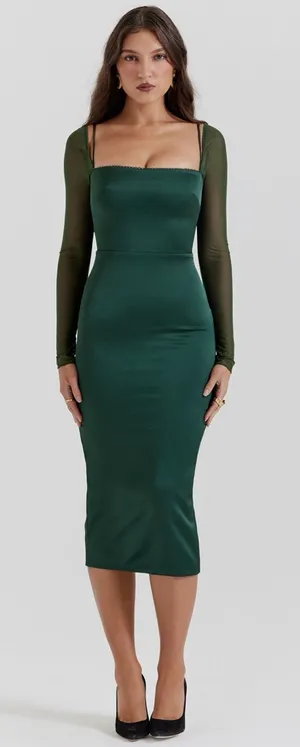 House of CB Ellica Emerald Green Midi Dress S thumbnail 1