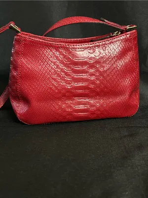 Liz Claiborne Scarlet Red Embossed Snake-Effect Crossbody Bag Purse thumbnail 5