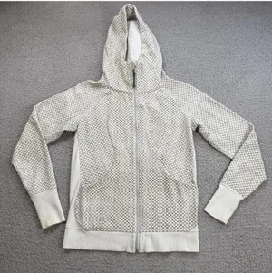 Lululemon Full Zip Hoodie Womens Size 8 Cream Brown Pattern Athletic Jacket thumbnail 1