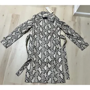 Choosy NWT Women Small Faux Snakeskin Leather Trench Coat Duster Jacket Chic thumbnail 8