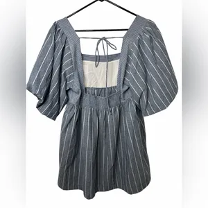 Free People Gigi Puff Sleeve Tunic Top Striped Boho Peasant NWOT thumbnail 2