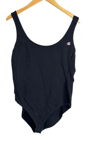 Champion Bodysuit Womens Large Black‎ Scoop Neck Striped Straps AL5877 thumbnail 1