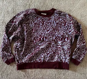 Madewell Maroon and Light purple lilac marbled Animal Print Knit Top thumbnail 1