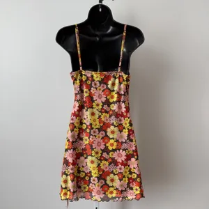 SHEIN sz M Floral Print Mesh Cami‎ Dress Lettuce Hem Mini Dress 90s style Y2K thumbnail 9