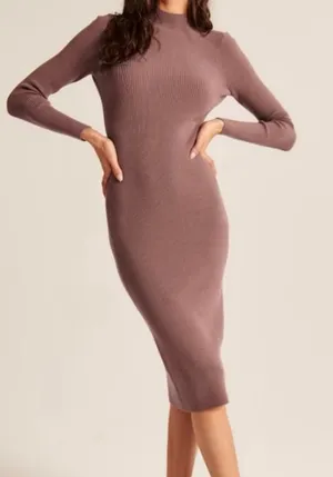 Abercrombie & Fitch Mauve Ribbed Open-Back Midi Dress thumbnail 1