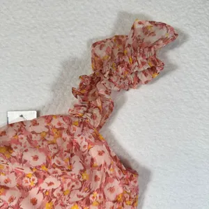 Lush Midi Dress Women's Medium Dusty Rose Yellow Floral Print Ruffle New thumbnail 4