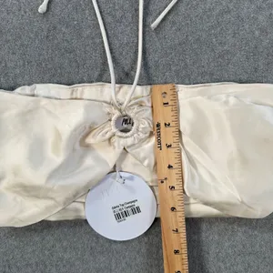 Princess Polly Odette Satin Crop Top Halter Women's Size 2 Champagne New Keyhole thumbnail 4