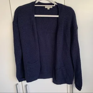 ⭐️ Navy Blue Long Sleeve Fisherman's Knit Cardigan S thumbnail 1