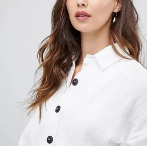 Free People Sunstreaks Tie-Front Shirt White Gauze Button Down Boho Cropped LRG thumbnail 10