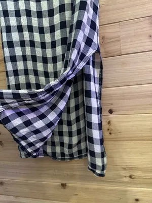 Vintage Black White Gingham Plaid Midi Length Large Tank Dress Summer Coquette thumbnail 3