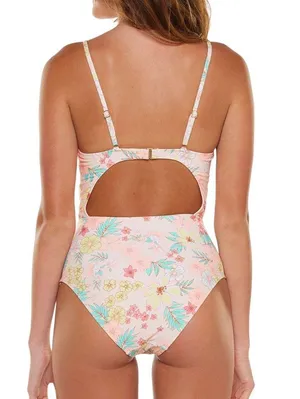 Celebrity Pink Floral Cut Out Swimsuit thumbnail 2