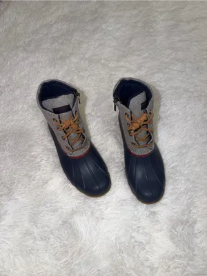 Sperry Top Sider Waterproof Navy and Gray Lace-Up Boots size 7 Red Trim thumbnail 4