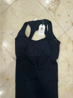 Black Ribbed Padded Dress Brown Size M thumbnail 2