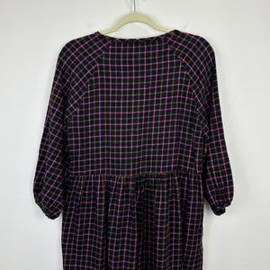 Madewell Plaid Flannel Shirt Dress Raglan Button Front Casual Oversized US 0 NWT thumbnail 7