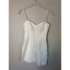 Reformation White Linen Mini Dress Sweetheart Neckline Smocked Back Sz 0 NWT thumbnail 12