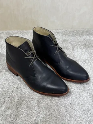 Nisolo Isa Chukka Boots Leather Oxford Block Heels in Black 7.5 thumbnail 3