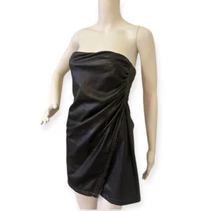 FashioNova Elegant Black Faux Leather Strapless Dress thumbnail 5