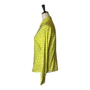 J McLaughlin Shirt Women 8 Yellow Purple Polka Dot Cotton‎ Collared Button Down thumbnail 6