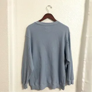 Aerie Womens Top Shirt Light Blue Waffle Knit Long Sleeve Comfort Size Medium thumbnail 2