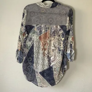 NWOT Charlie Patchwork Western Cowgirl Prairie Shabby Chic‎ Button Up Shirt S thumbnail 6