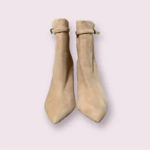Reiss Ashton Pointed Toe Booties Stiletto Heel Suede Ankle Boots Tan thumbnail 6