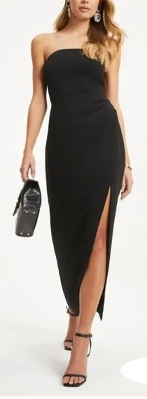 VICI x FATE Dress Large Black Strapless Slit Always You Cocktail Evening Formal thumbnail 1
