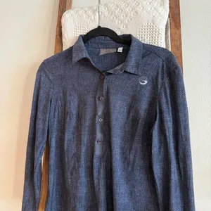 NWOT Foray Golf Blue & Black Twill Core Long Sleeve Performance Polo Shirt thumbnail 2