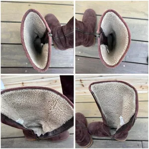 Y2K Brown Suede Leather Mid-Calf UGG Boots w/ Slight Heel and Lined Interior thumbnail 8