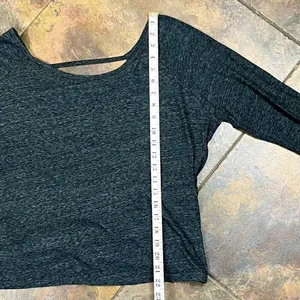 American Eagle Outfitters Women’s Gray 3/4 Sleeve Wrap Back Top Large thumbnail 6