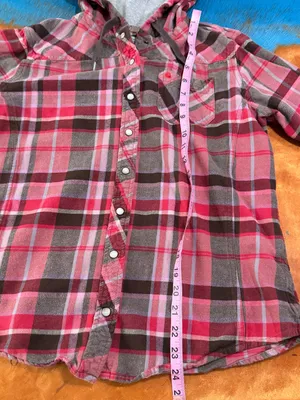 Carhartt Pearl Snap Hooded Pink Red Brown Plaid Cotton Flannel Shirt Medium thumbnail 9