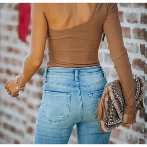 Le lis tan Ribbed one shoulder stretchy bodysuit‎ thumbnail 7