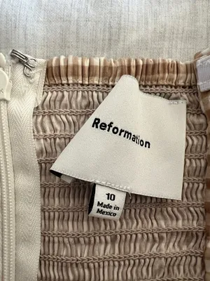 Reformation‎ Bubble Clea Dress Check White Tan Womens 10 thumbnail 6