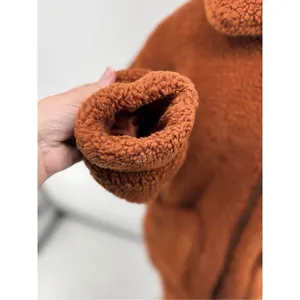 Anthropologie Elodie Faux Sherpa Teddy Coat Oversized Rust Size Medium Pockets thumbnail 10