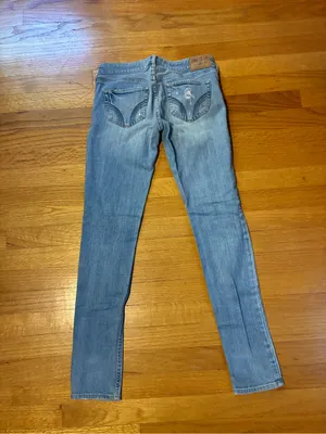 Hollister Distressed Light Wash Denim Jeans Blue Women's 0S 24x29 thumbnail 6