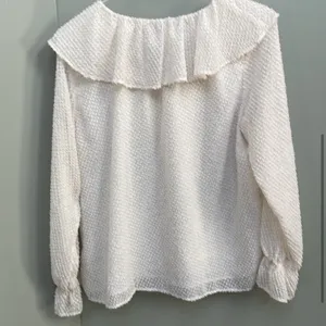 LOFT Cream Ruffled Bib Collar Blouse thumbnail 5