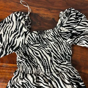 M&S Collection Women's Zebra Print‎ Tiered Puff Sleeve Dress Size 8 thumbnail 2