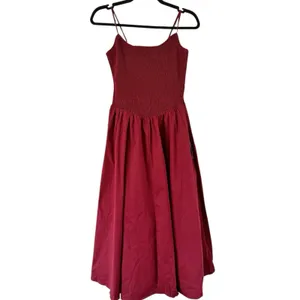 NWD Lulus Tandria Burgundy Smocked Sleeveless Midi Dress Size Large thumbnail 4