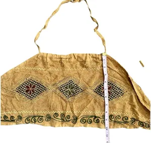 Embroidered Crop Top Wrap Skirt Set Mustard Boho Summer thumbnail 4