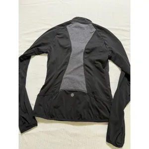 Athleta Womens‎ XS Black Gray Ruffle Full Zip Running Jacket Thumbholes Pockets thumbnail 6