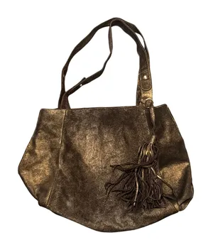 Banana Republic Gold Metallic Leather Slouchy Shoulder Bag thumbnail 1